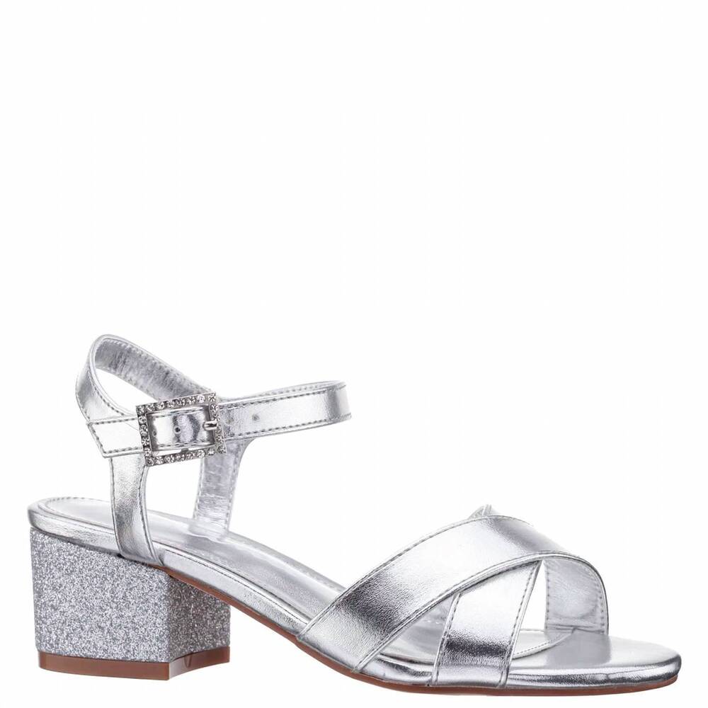 NEW NINA girl's valentin heel in silver